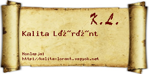 Kalita Lóránt névjegykártya